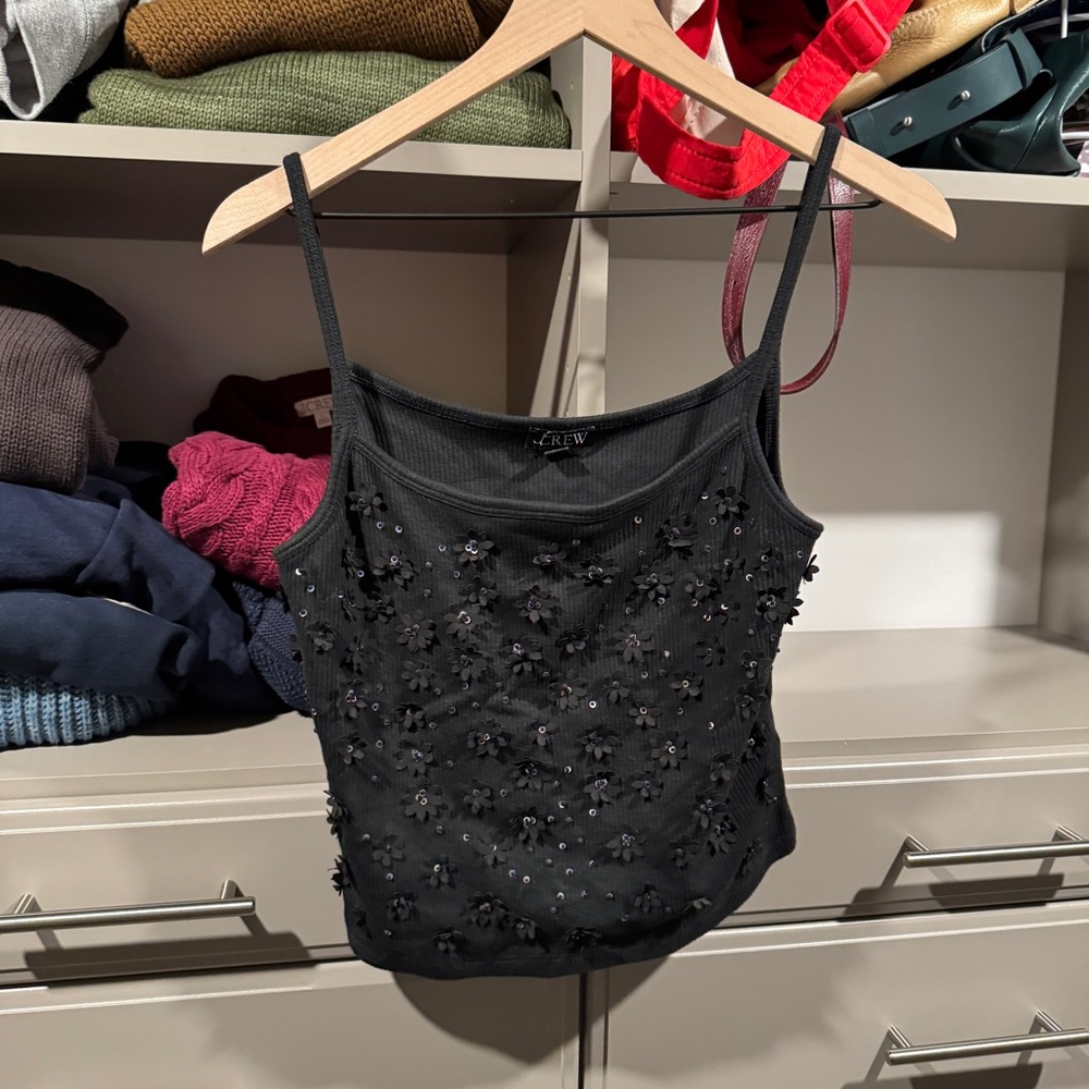 J. Crew Black Embellished Camisole